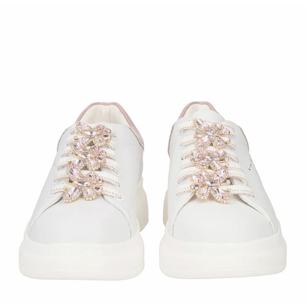 SNEAKER GLAMOUR CON ACCESSORIO A FARFALLA COLORE BIANCO/CIPRIA