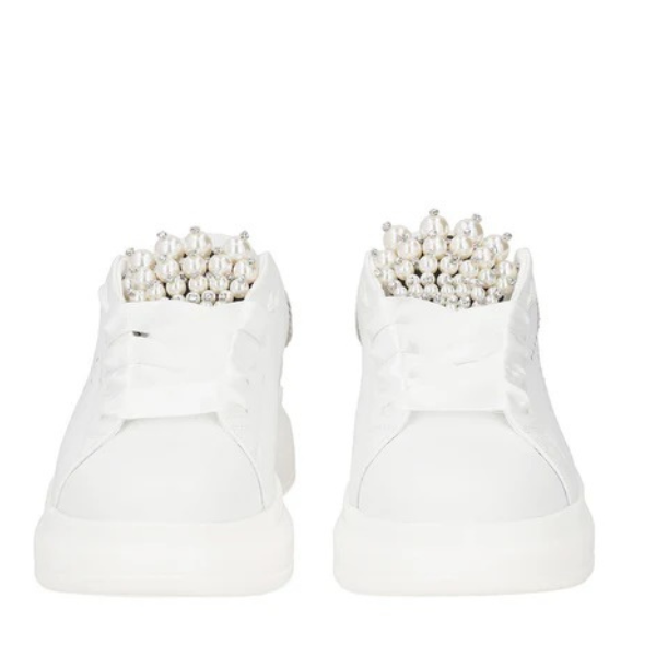Tosca Blu Sneaker da Donna Glamour in Pelle Bianca con Perle