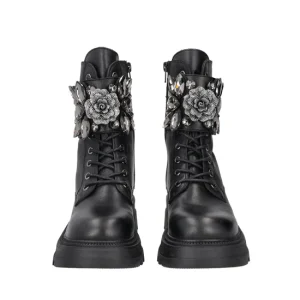 biker Sunvalley in pelle nera con fiore gioiello