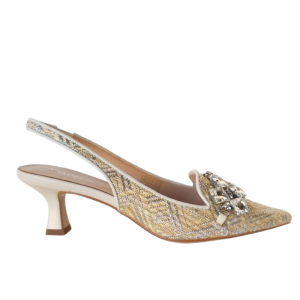 Slingback JADE in tessuto ARGENTO - Tosca Blu (1)